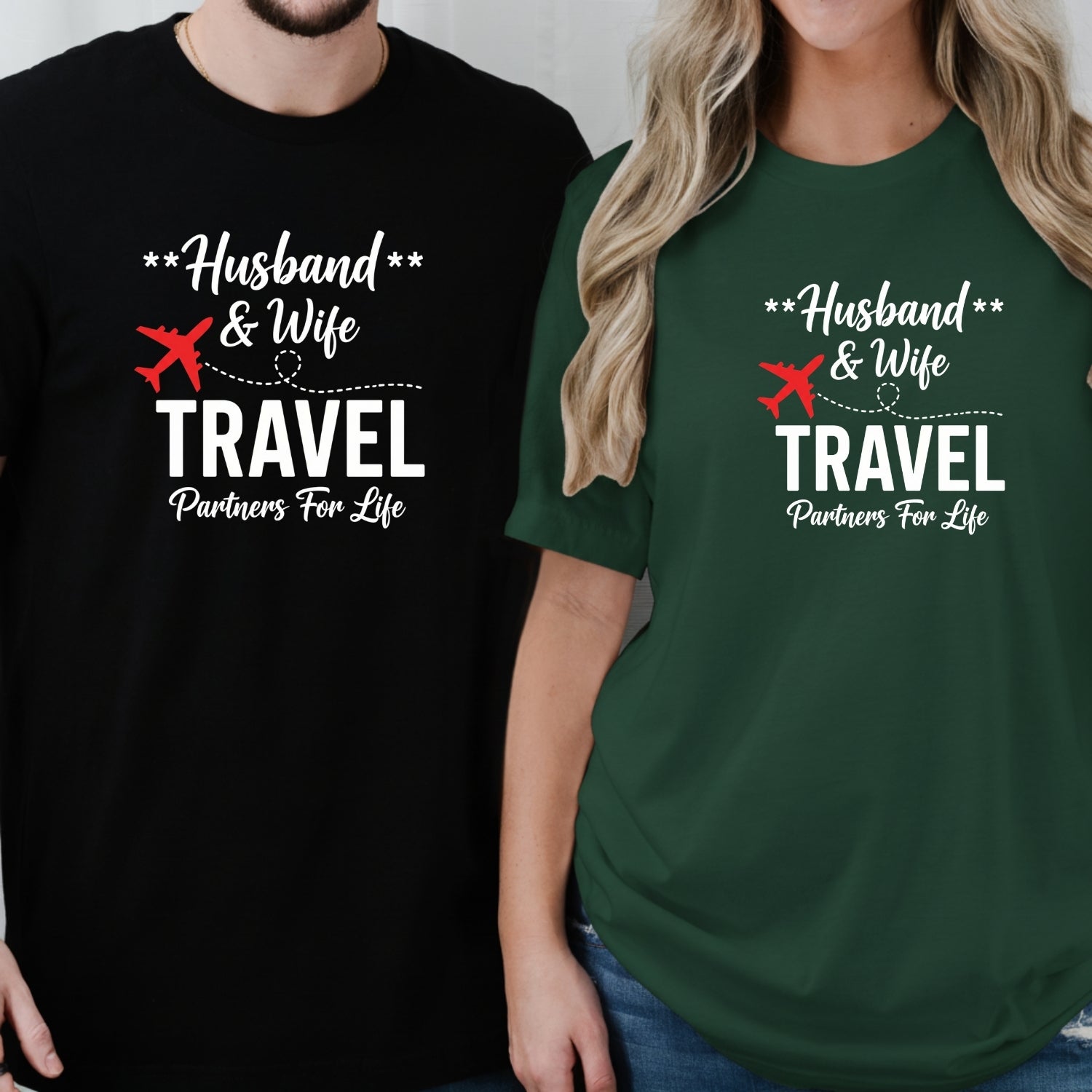 Husband and Wife Travel Parters For Life Matching T-Shirts For Couples