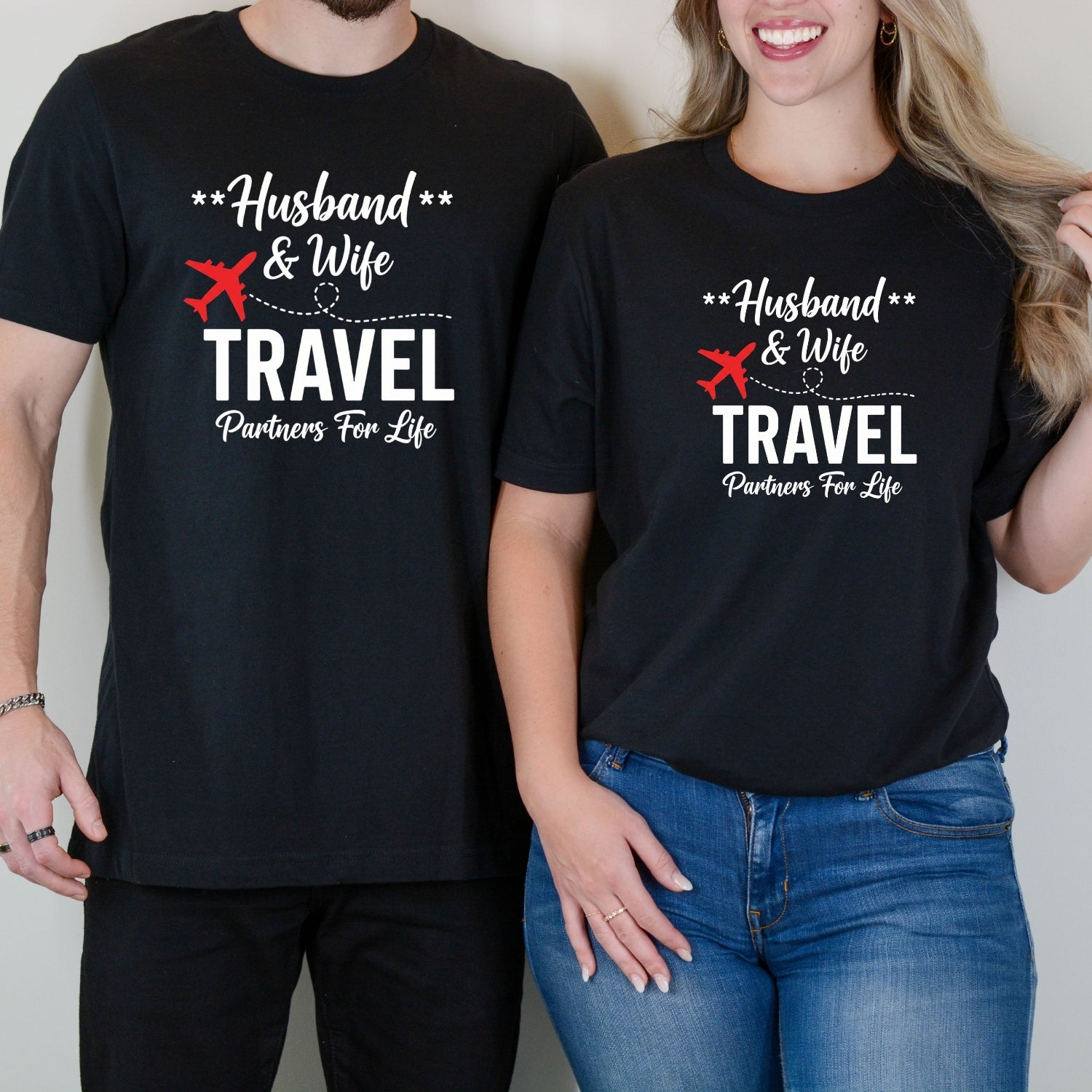 Husband and Wife Travel Parters For Life Matching T-Shirts For Couples