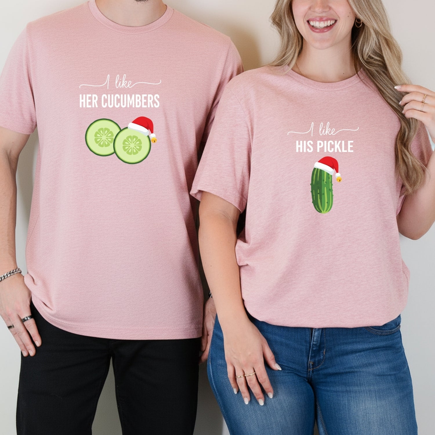 I Like His Pickle I Like Her Cucumbers Funny Christmas Matching T-Shirt For Couples