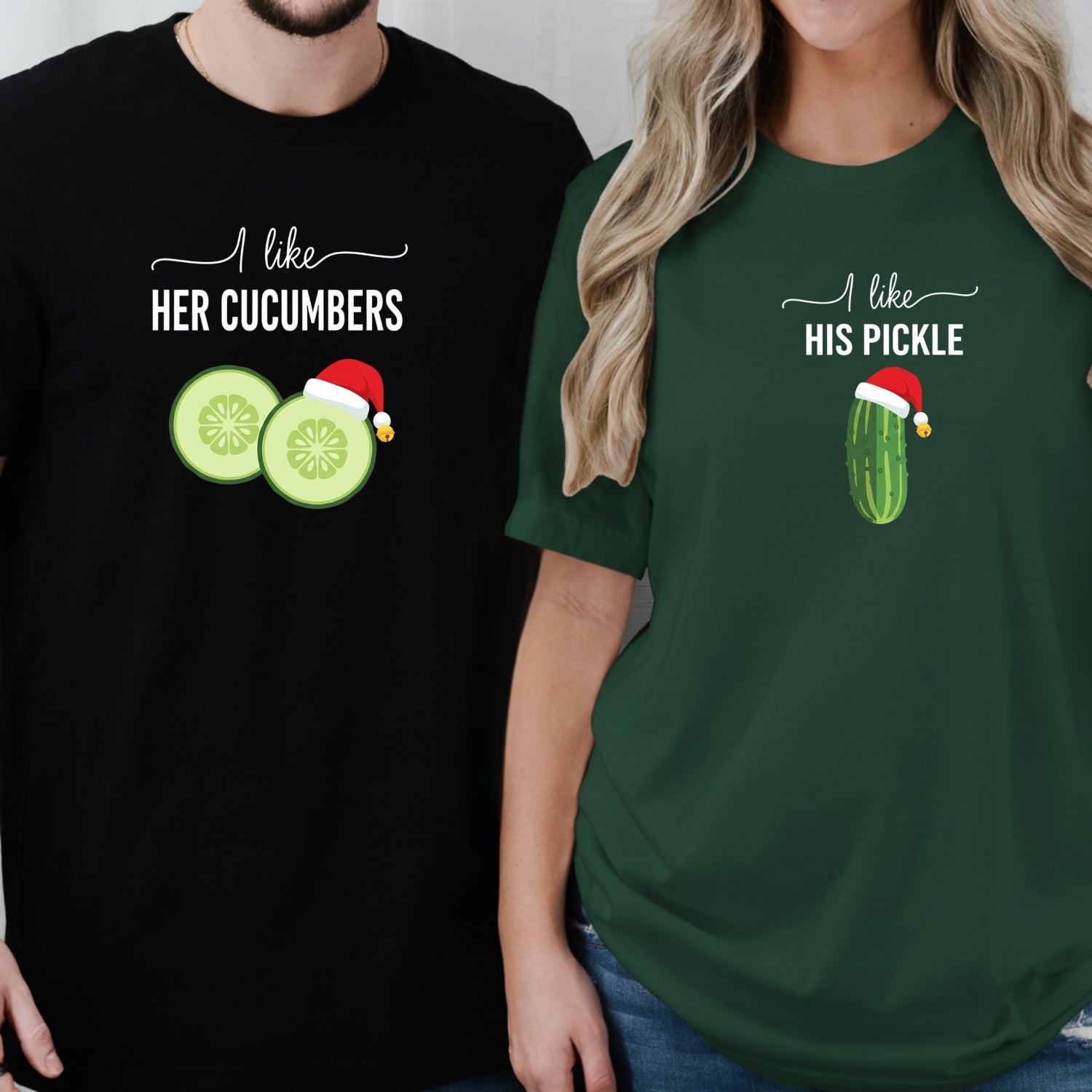 I Like His Pickle I Like Her Cucumbers Funny Christmas Matching T-Shirt For Couples