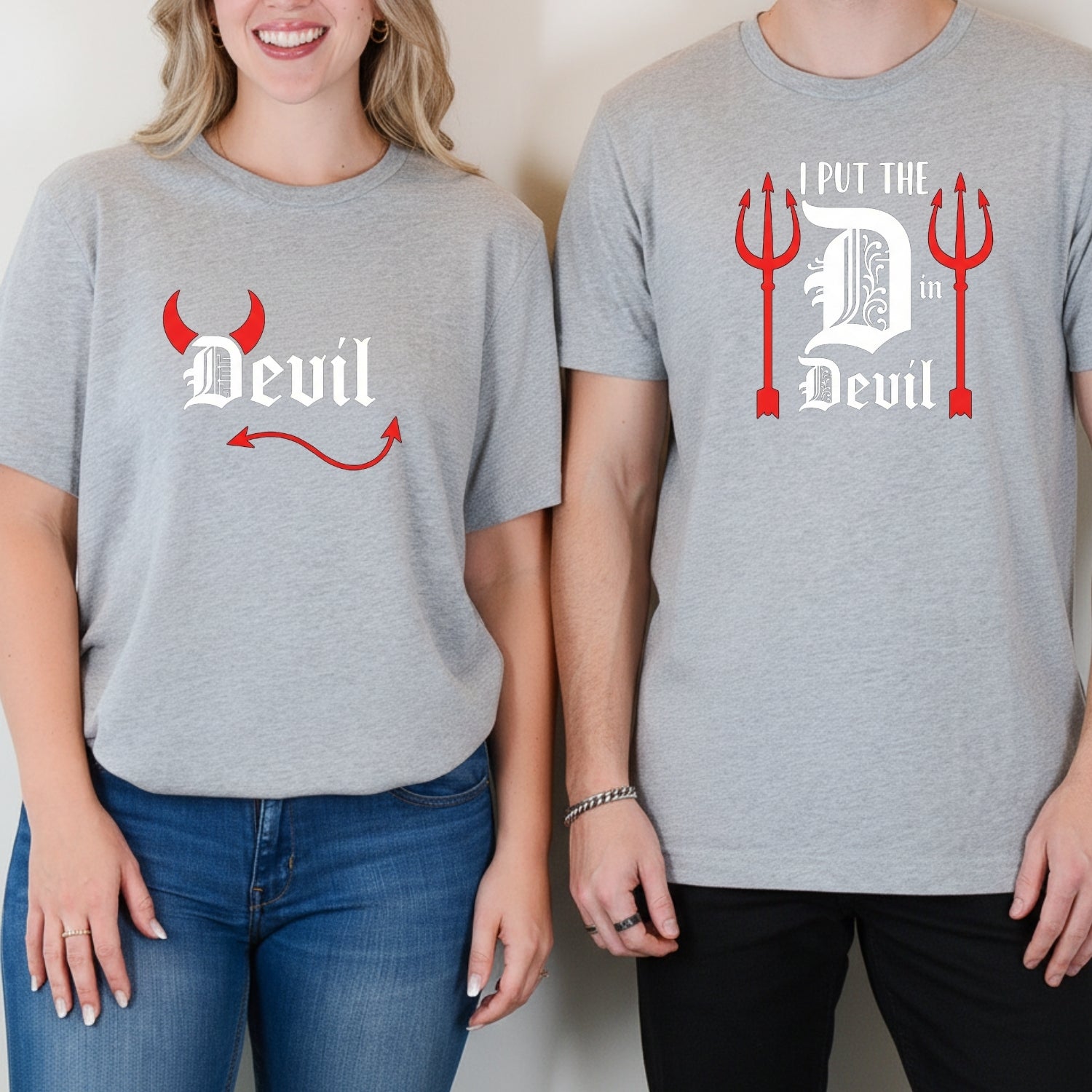 I Put The D in Devil Funny Matching T-Shirts For Couples