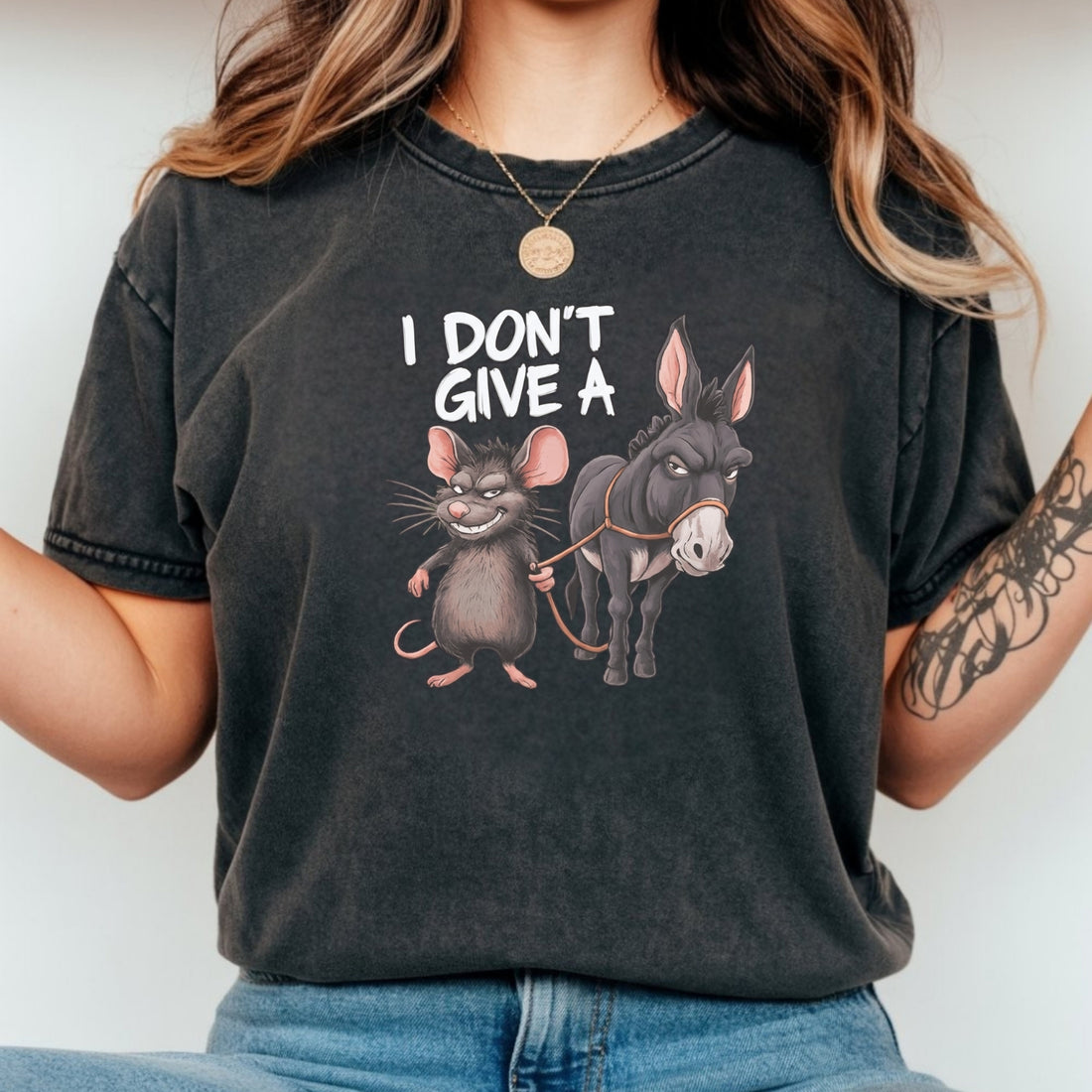 I Don’t Care Funny Donkey T-Shirt - Sarcastic Animal Graphic Tee
