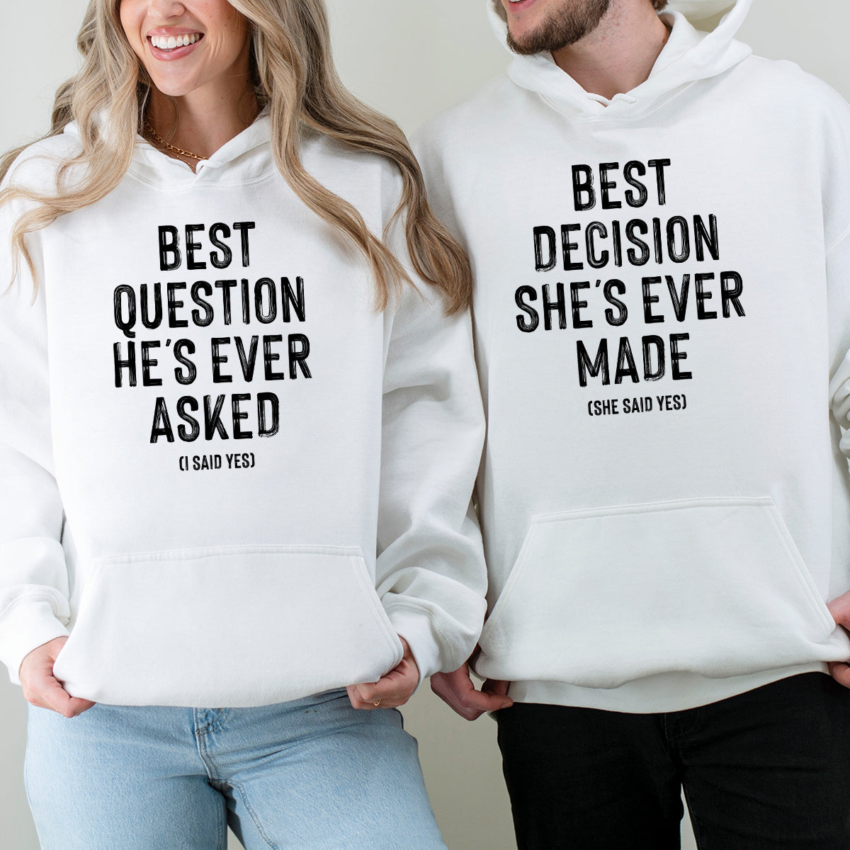 I Say Yes Couples Engagement Matching Hoodies For Couples