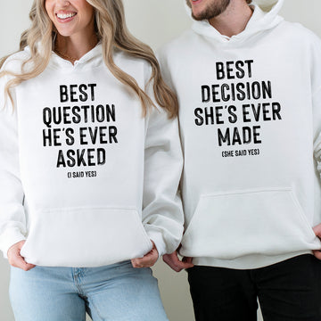 I Say Yes Couples Engagement Matching Hoodies For Couples