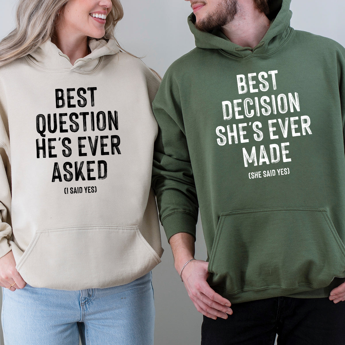 I Say Yes Couples Engagement Matching Hoodies For Couples