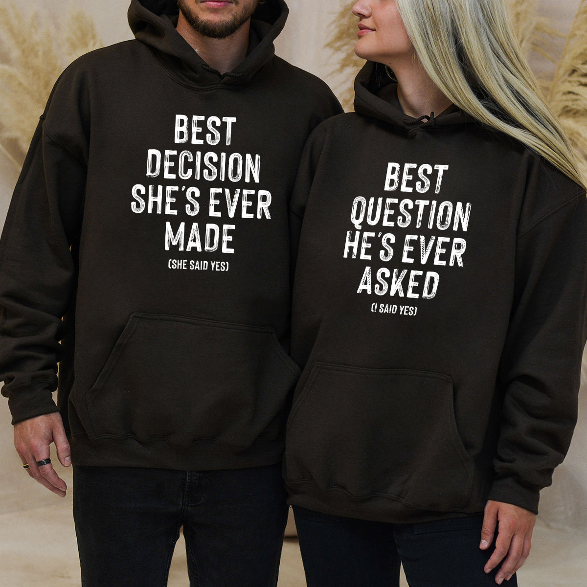 I Say Yes Couples Engagement Matching Hoodies For Couples