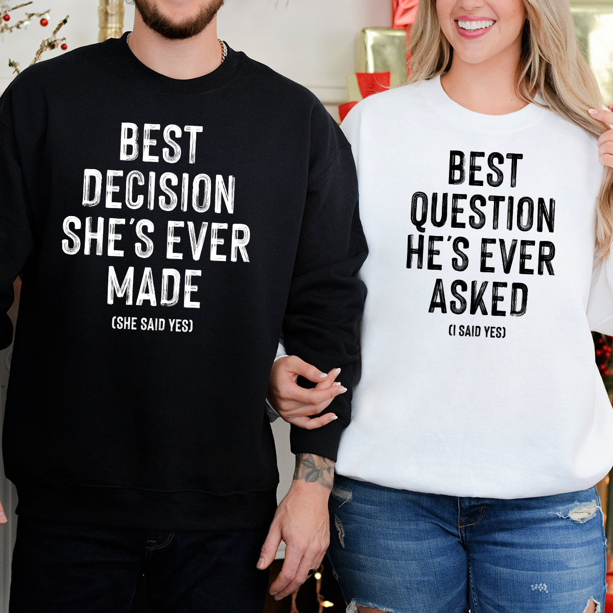 I Say Yes Couples Engagement Matching Hoodies For Couples