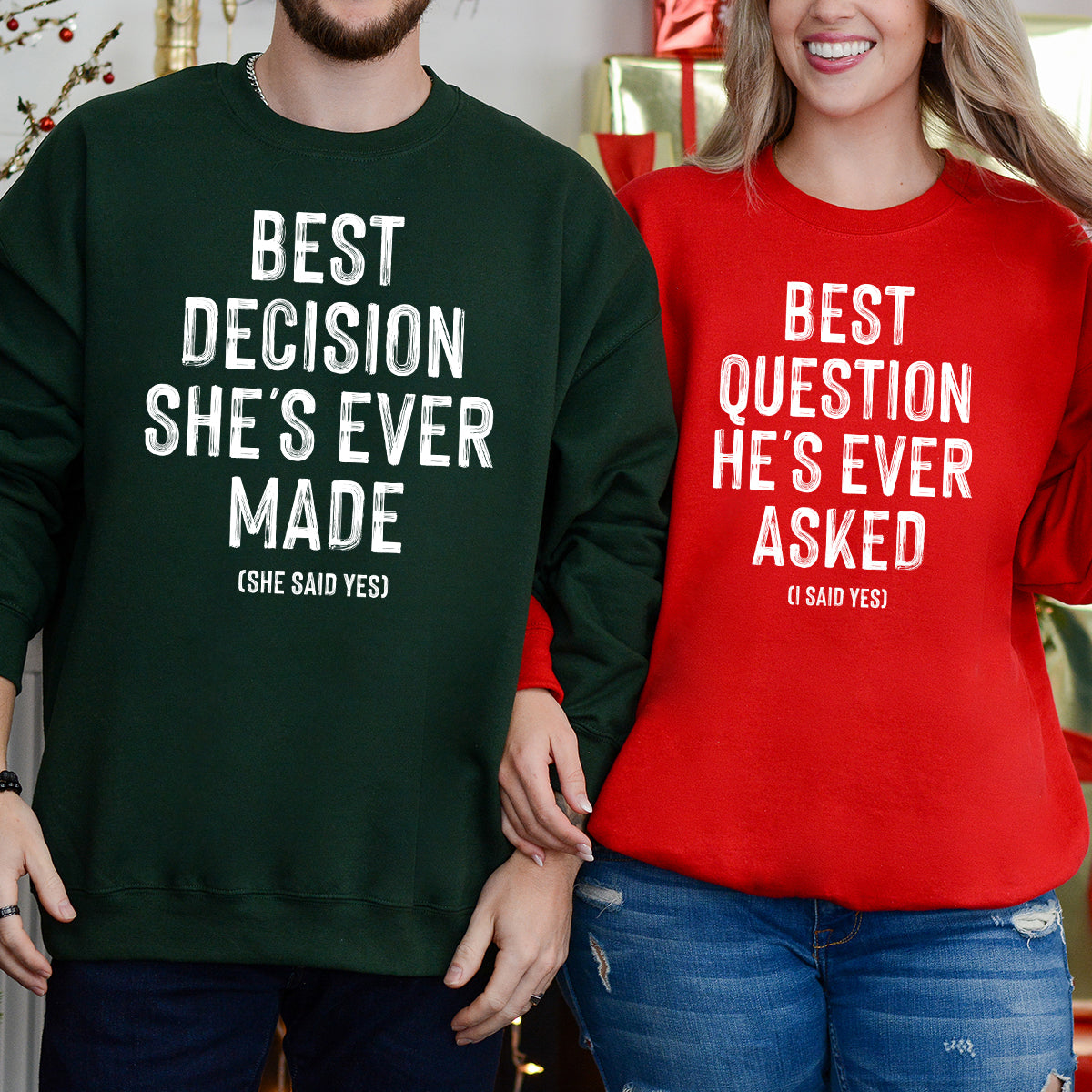 I Say Yes Couples Engagement Matching Hoodies For Couples