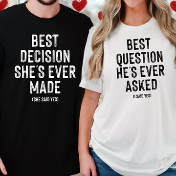 I Say Yes Couples Engagement Matching T-Shirts For Couples