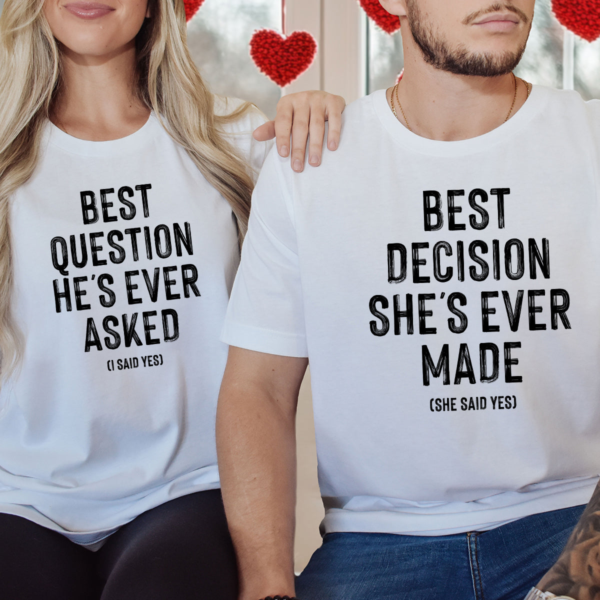 I Say Yes Couples Engagement Matching T-Shirts For Couples
