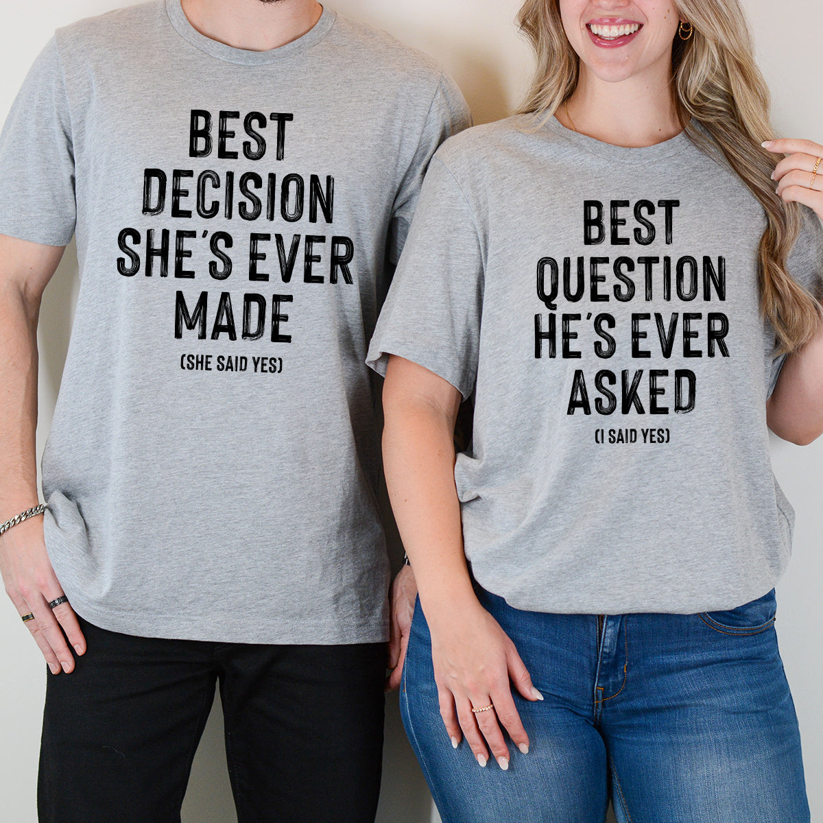 I Say Yes Couples Engagement Matching T-Shirts For Couples