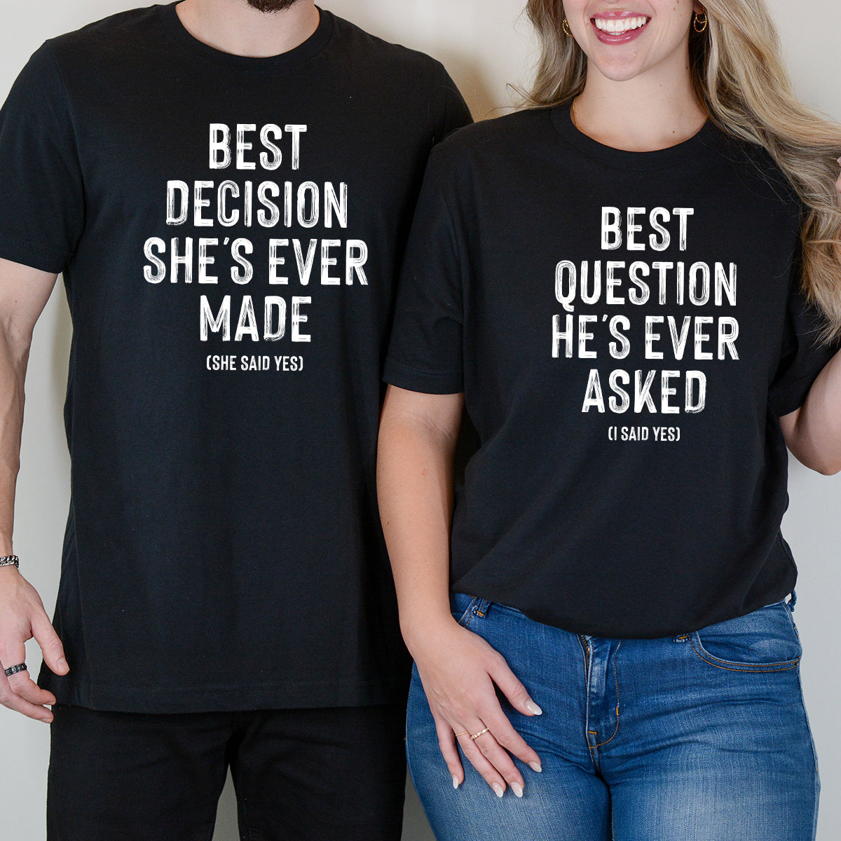 I Say Yes Couples Engagement Matching T-Shirts For Couples