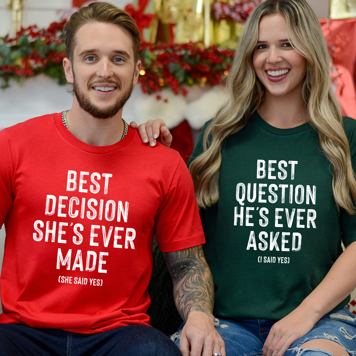 I Say Yes Couples Engagement Matching T-Shirts For Couples