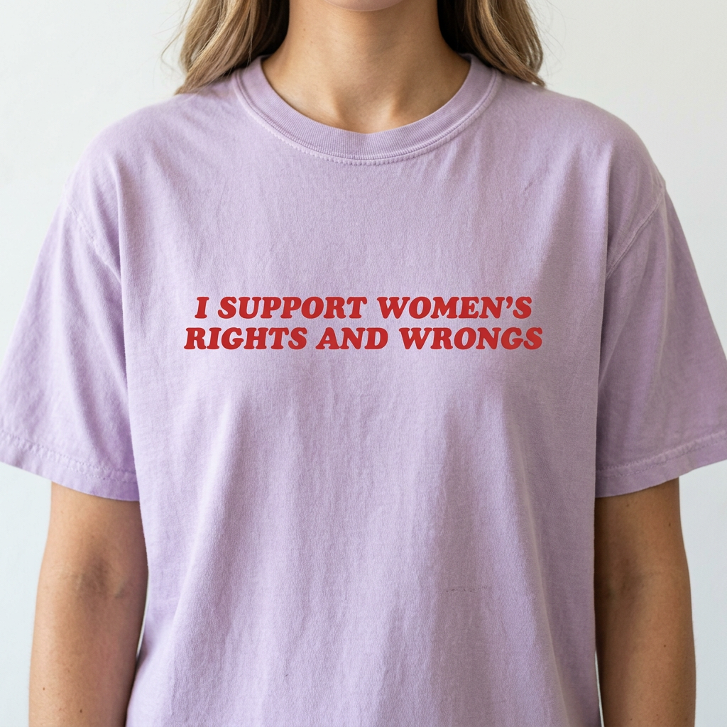 I Support Women’s Rights and Wrongs T-Shirt – Funny Feminist Y2K Retro Tee