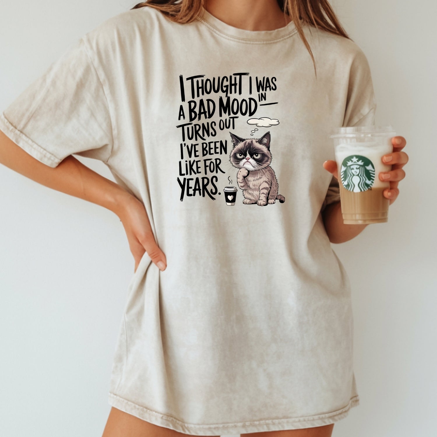I Thought I Was In Bad Mood T-Shirt - Funny Cat Sarcastic Graphic Tee