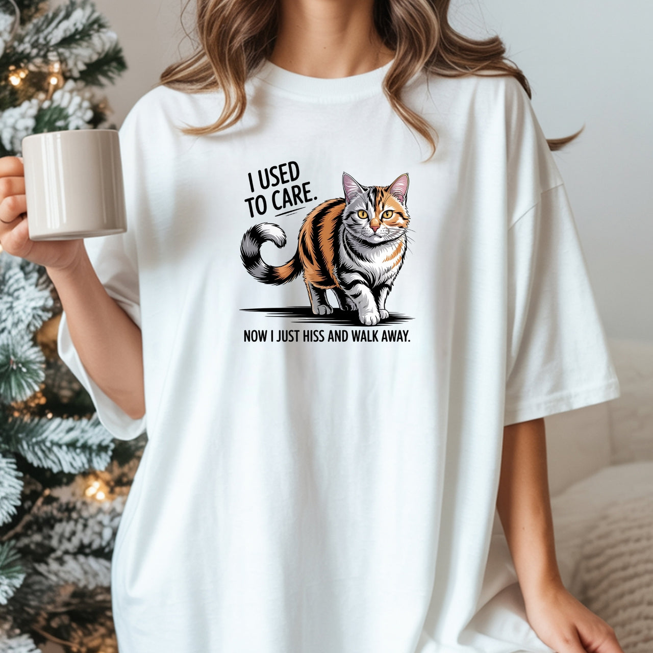 I Used To Care T-Shirt - Funny Cat Sarcastic Graphic Tee