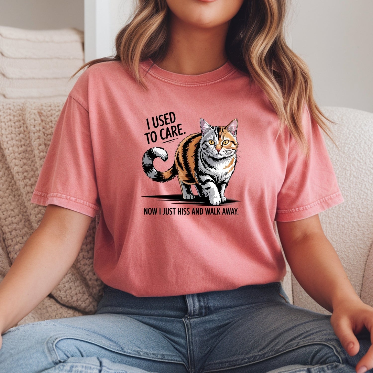 I Used To Care T-Shirt - Funny Cat Sarcastic Graphic Tee