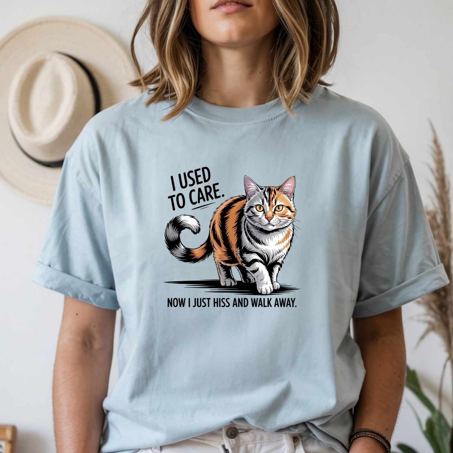 I Used To Care T-Shirt - Funny Cat Sarcastic Graphic Tee