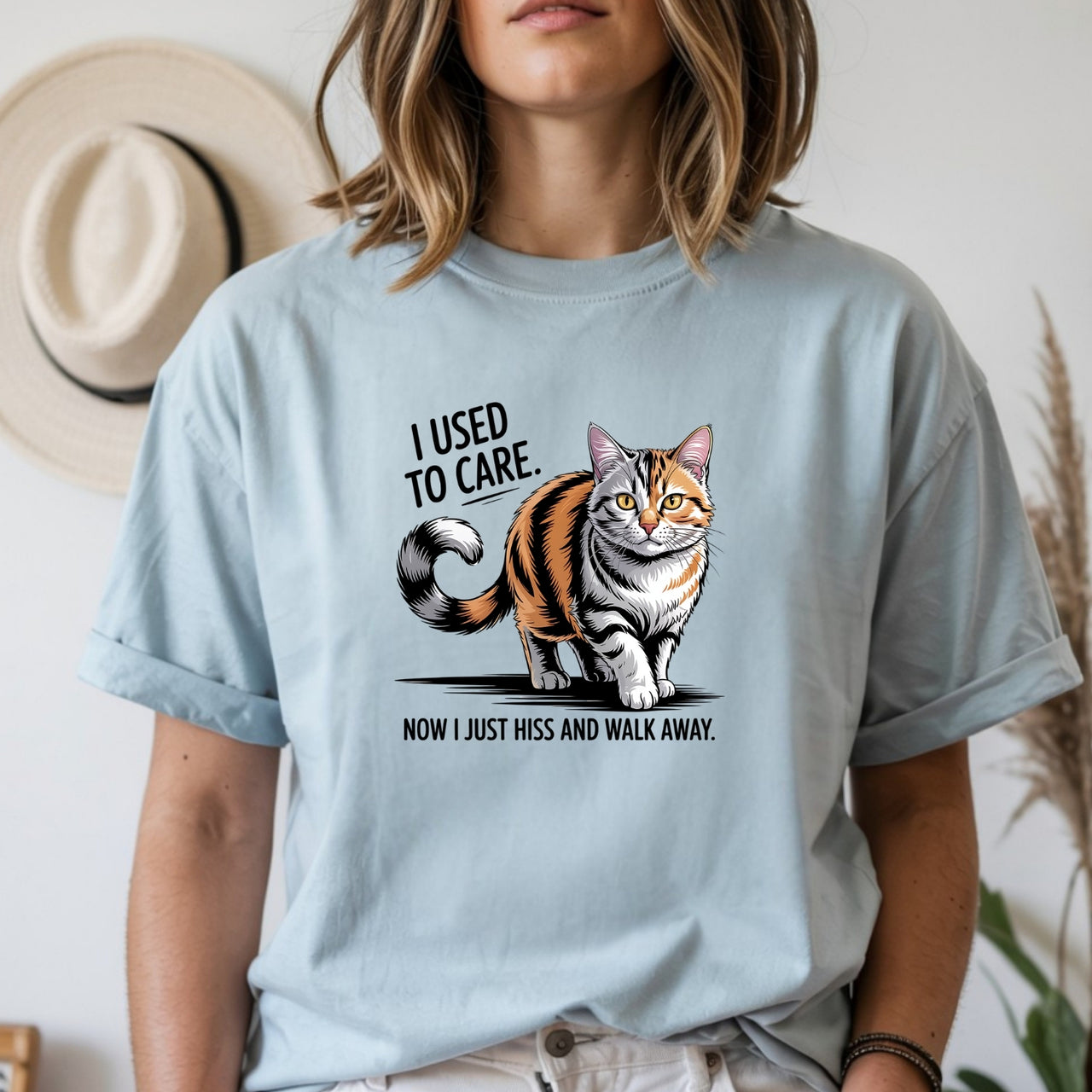 I Used To Care T-Shirt - Funny Cat Sarcastic Graphic Tee
