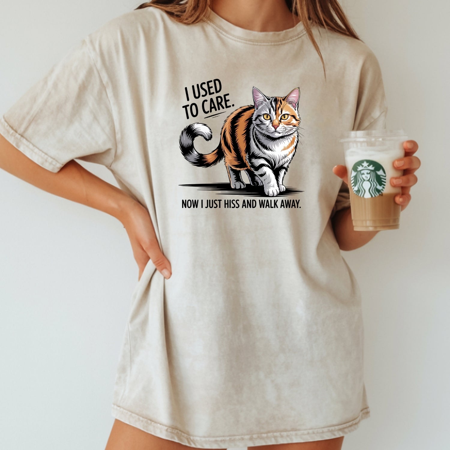 I Used To Care T-Shirt - Funny Cat Sarcastic Graphic Tee