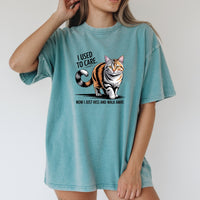 I Used To Care T-Shirt - Funny Cat Sarcastic Graphic Tee