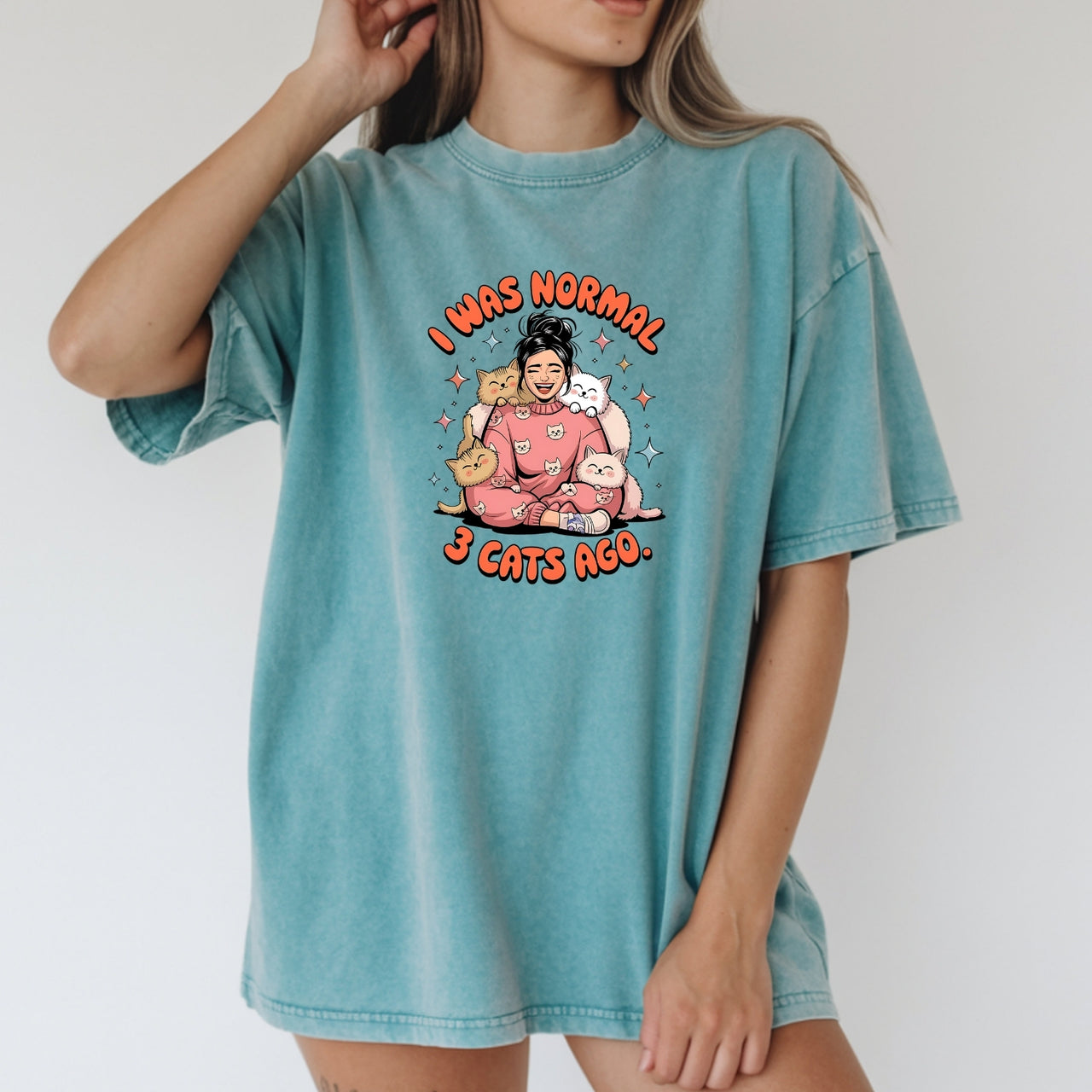 I Was Normal 3 Cats Ago T-Shirt - Funny Cat Sarcastic Graphic Tee