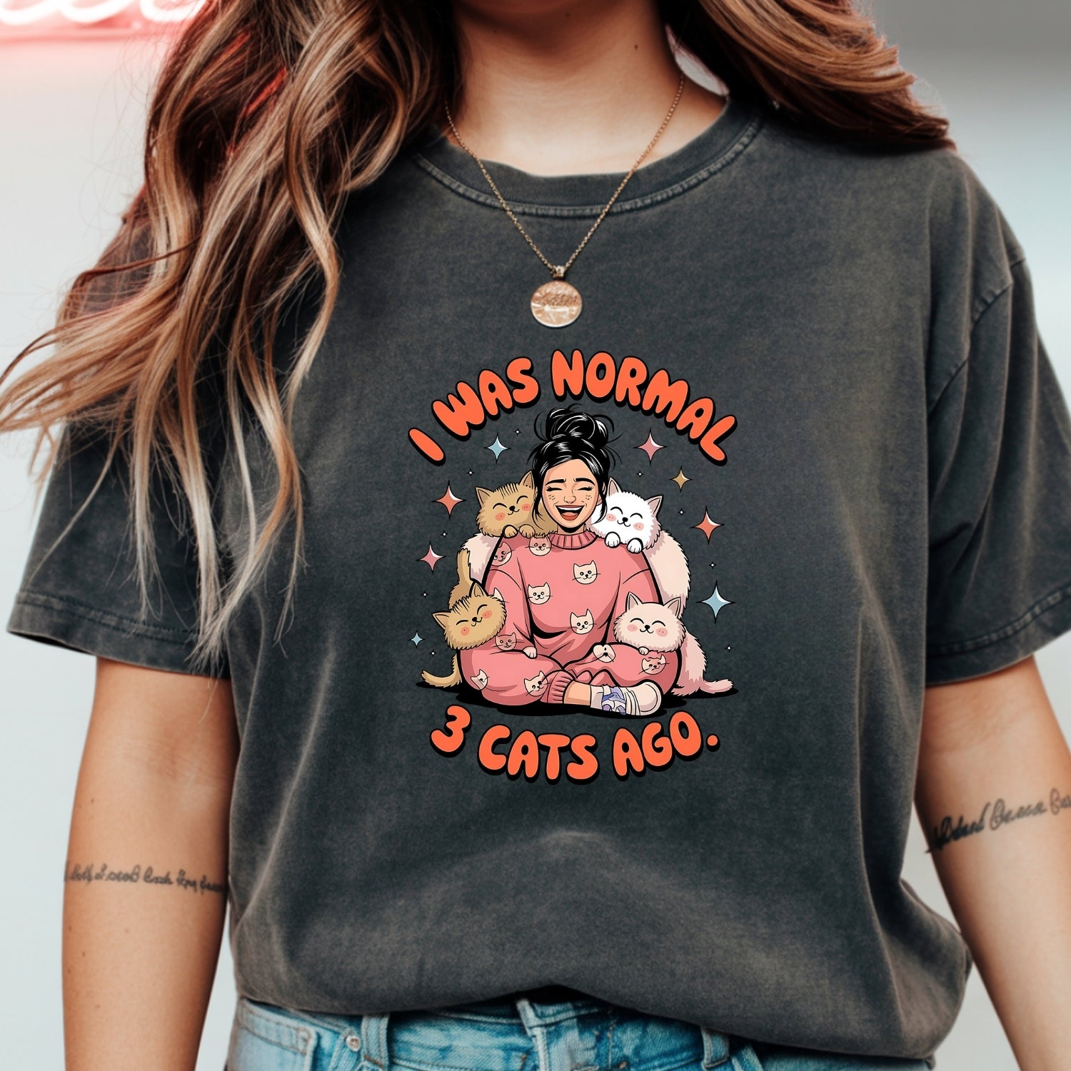 I Was Normal 3 Cats Ago T-Shirt - Funny Cat Sarcastic Graphic Tee