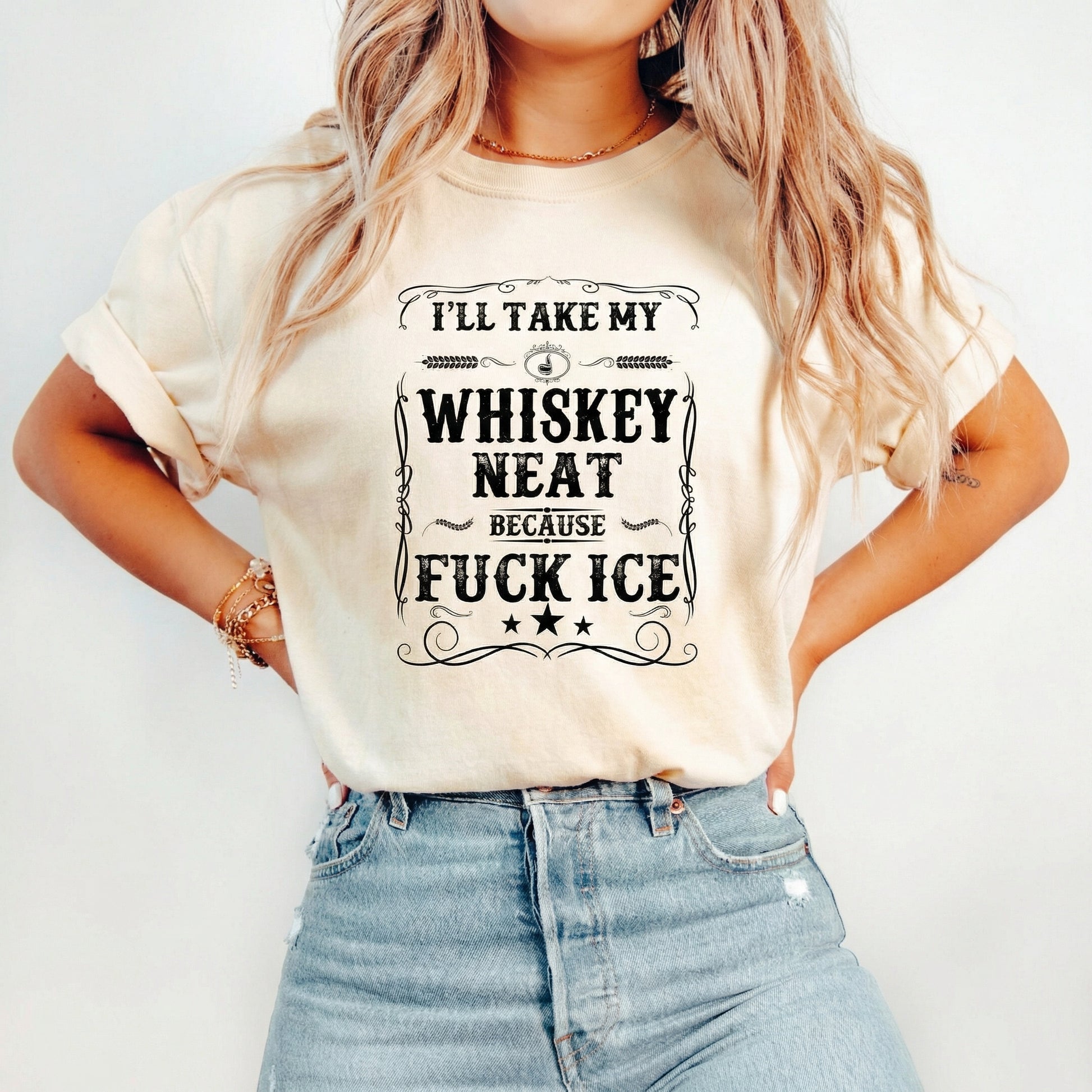 I’ll Take My Whiskey Neat T-Shirt – Funny Whiskey Lover Graphic Tee
