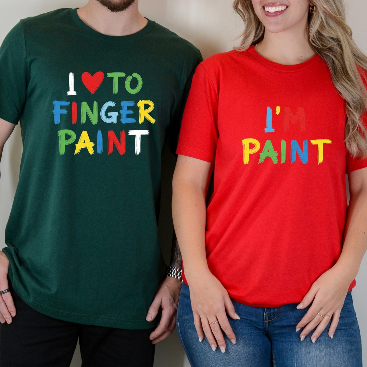 I Love To Finger Paint Funny Matching T-Shirts For Couples