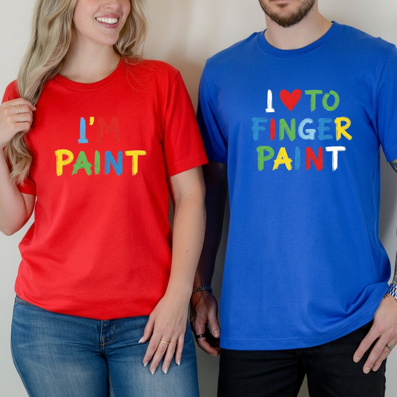 I Love To Finger Paint Funny Matching T-Shirts For Couples