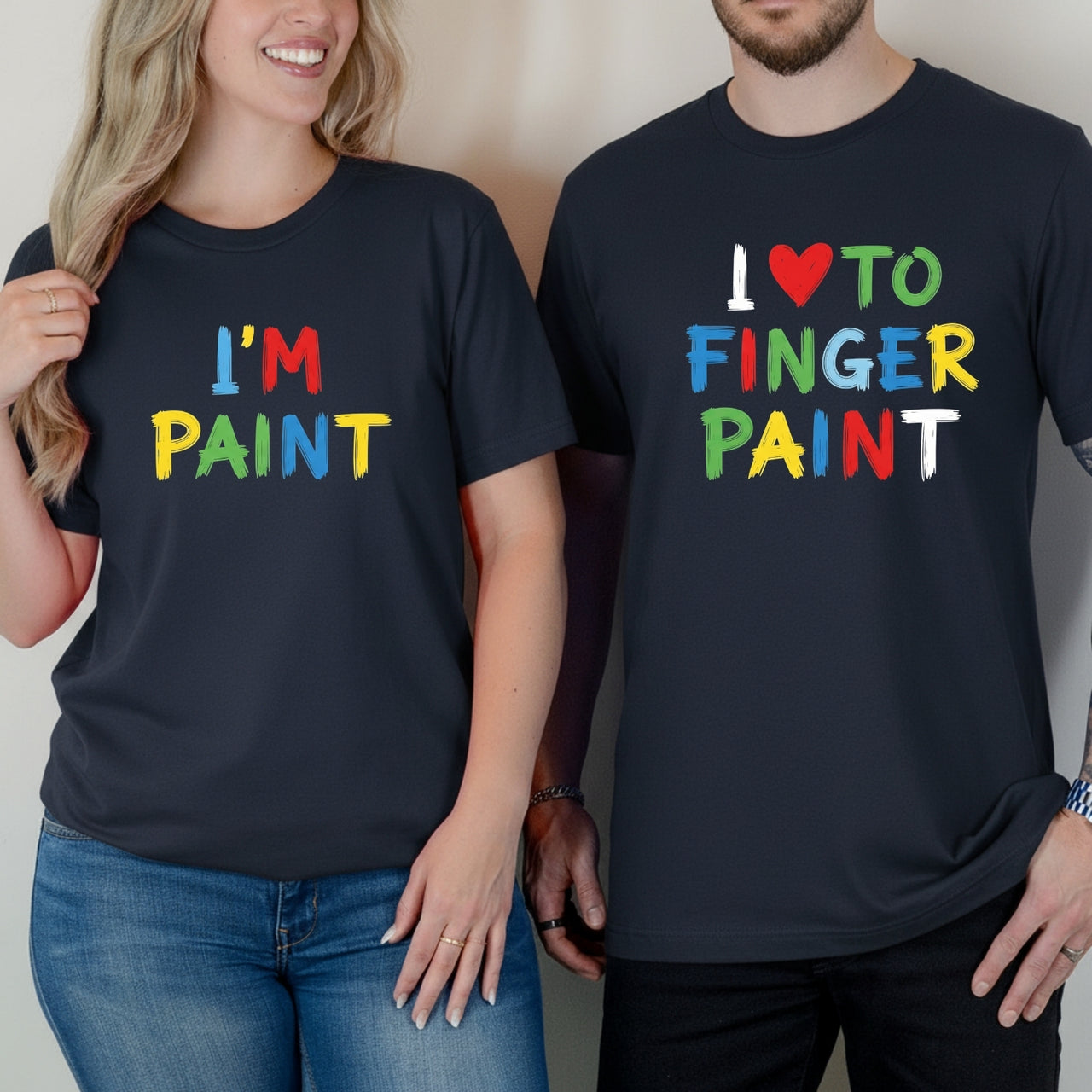I Love To Finger Paint Funny Matching T-Shirts For Couples