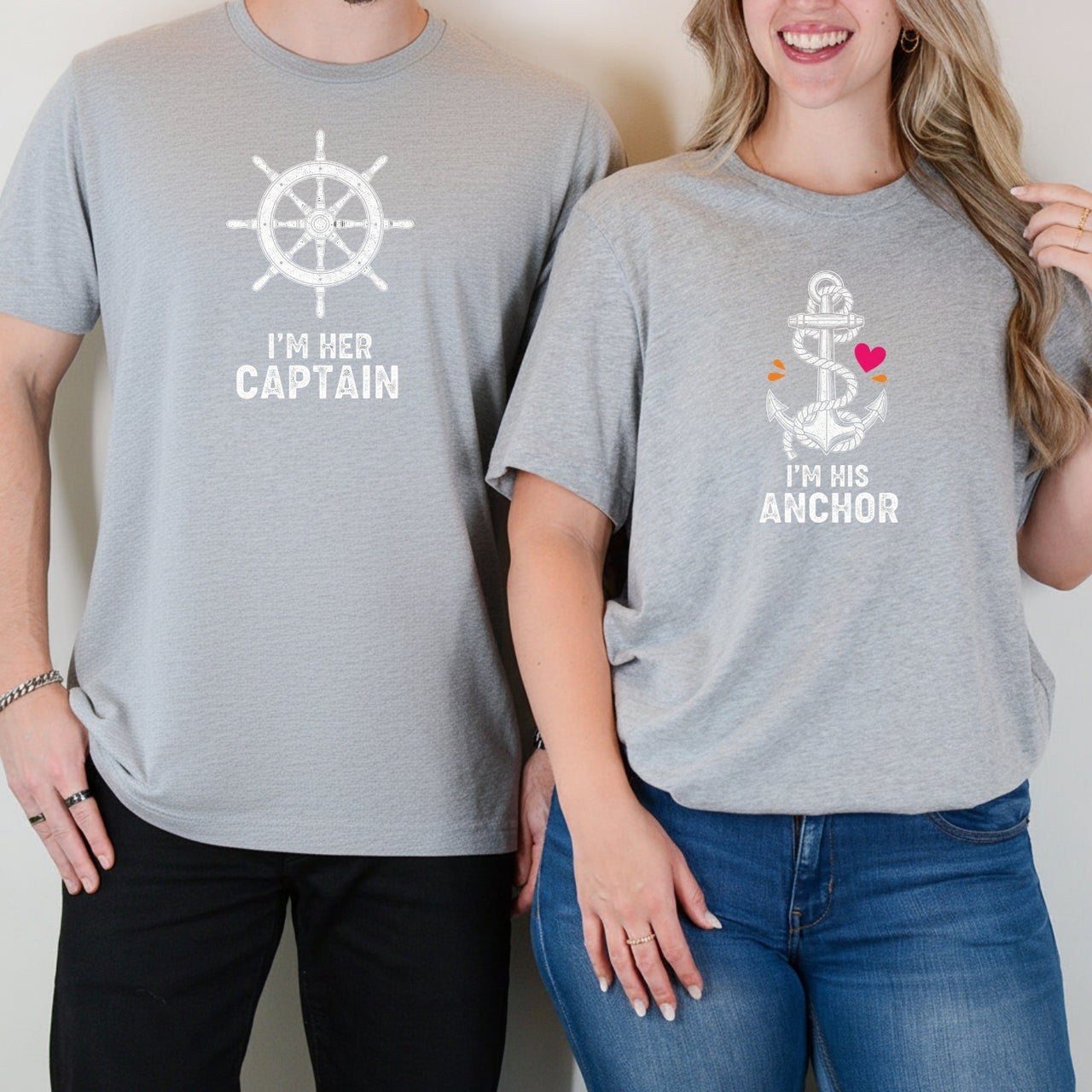 I'm Her Captain I'm His Anchor Matching T-Shirts For Couples