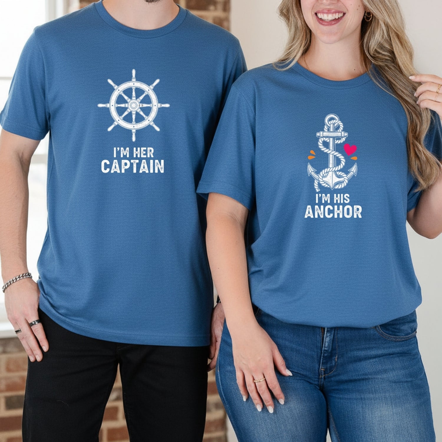I'm Her Captain I'm His Archor Matching T-Shirts For Couples