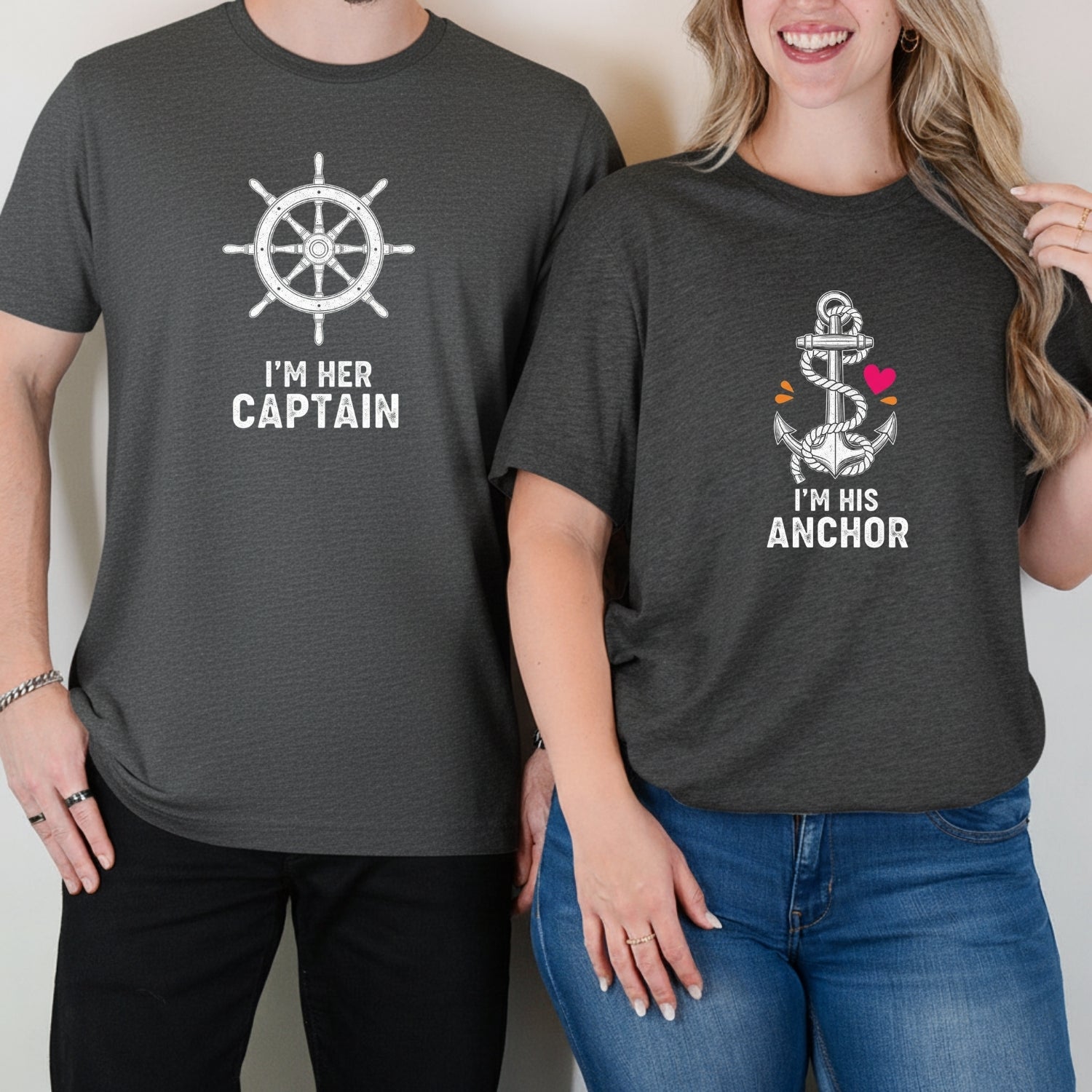 I'm Her Captain I'm His Archor Matching T-Shirts For Couples
