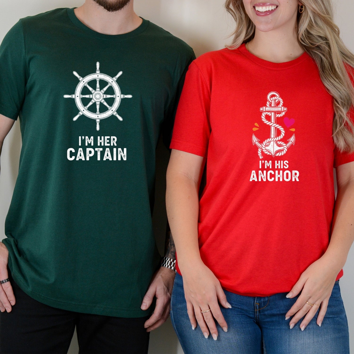 I'm Her Captain I'm His Archor Matching T-Shirts For Couples