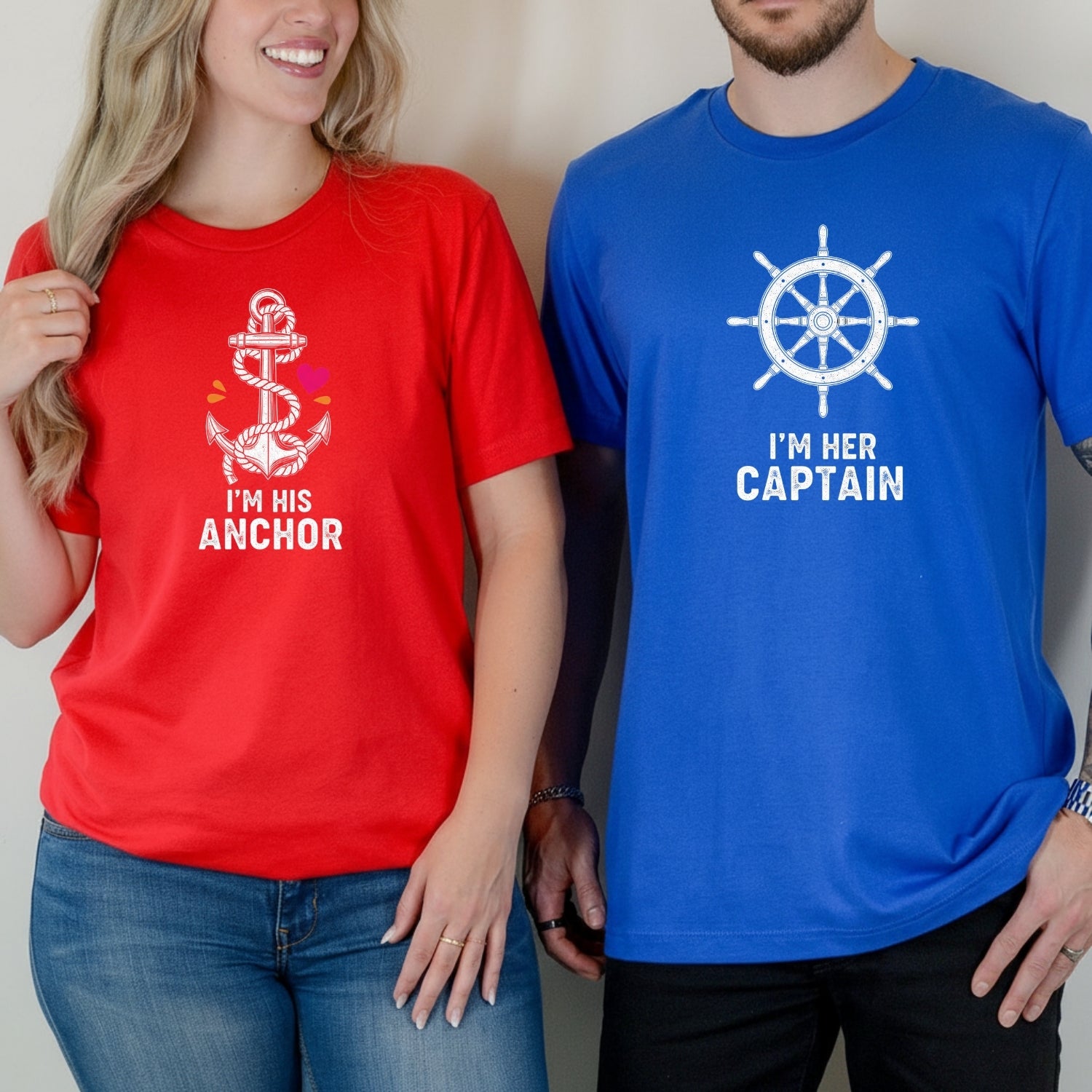 I'm Her Captain I'm His Archor Matching T-Shirts For Couples