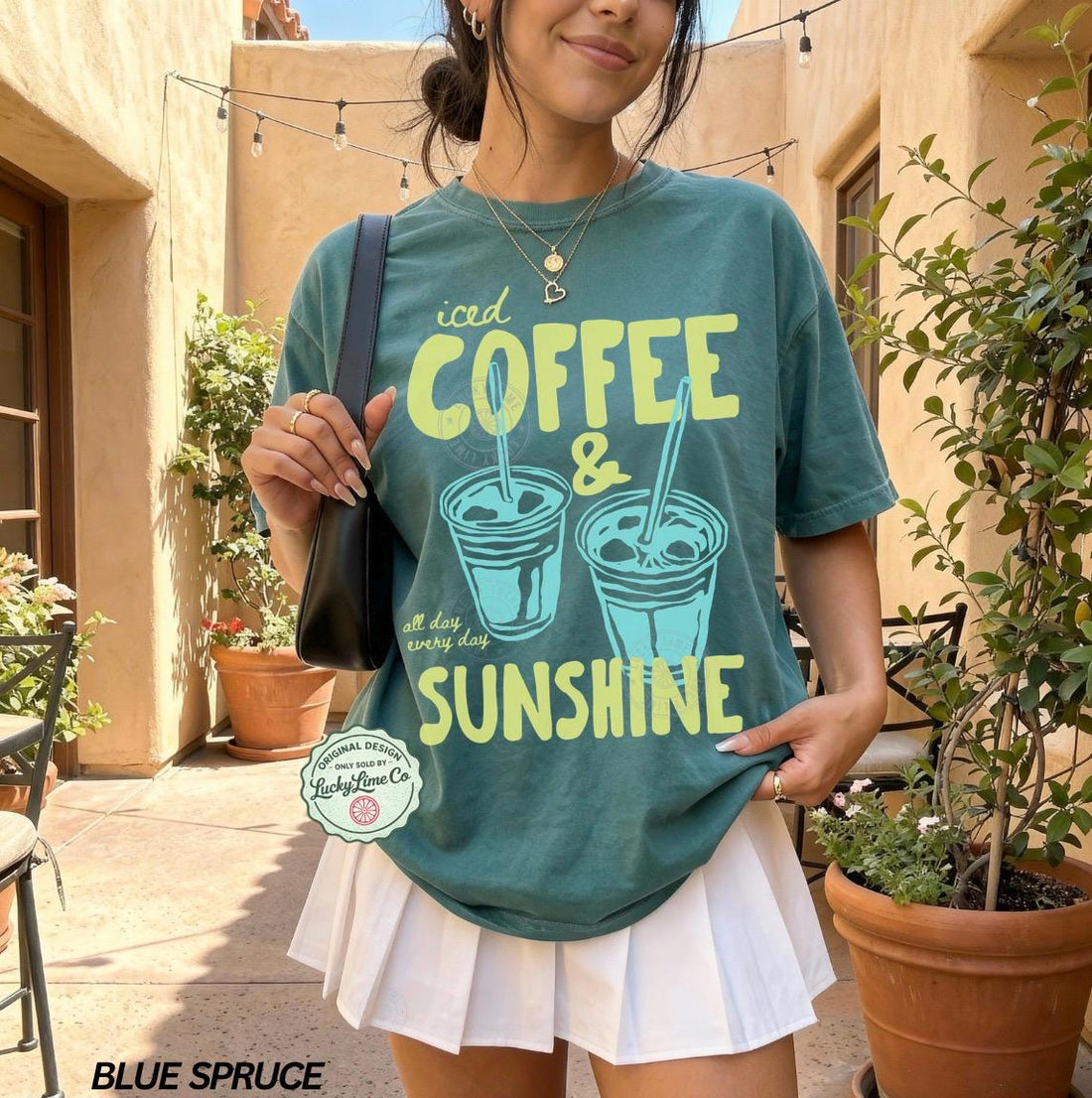 Iced Coffee and Sunshine Shirt – Summer Vibes Coffee Lover Tee