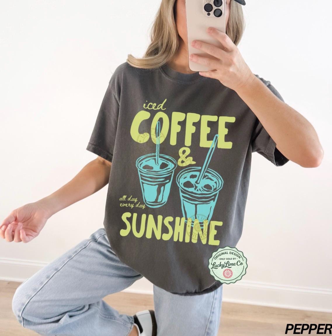 Iced Coffee and Sunshine Shirt – Summer Vibes Coffee Lover Tee