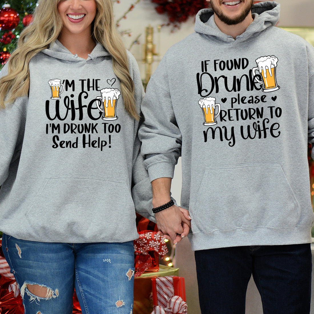 If Found Drunk Please Return To My Wife Matching Hoodies For Couples