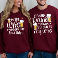 If Found Drunk Please Return To My Wife Matching Hoodies For Couples