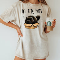 If I Fits I Sits T-Shirt - Funny Cat Sarcastic Graphic Tee