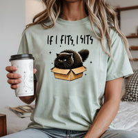 If I Fits I Sits T-Shirt - Funny Cat Sarcastic Graphic Tee