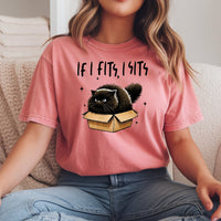 If I Fits I Sits T-Shirt - Funny Cat Sarcastic Graphic Tee