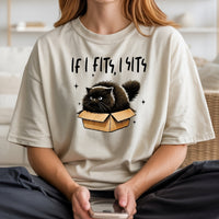 If I Fits I Sits T-Shirt - Funny Cat Sarcastic Graphic Tee
