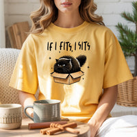 If I Fits I Sits T-Shirt - Funny Cat Sarcastic Graphic Tee