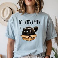 If I Fits I Sits T-Shirt - Funny Cat Sarcastic Graphic Tee