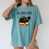 If I Fits I Sits T-Shirt - Funny Cat Sarcastic Graphic Tee