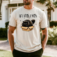 If I Fits I Sits T-Shirt - Funny Cat Sarcastic Graphic Tee