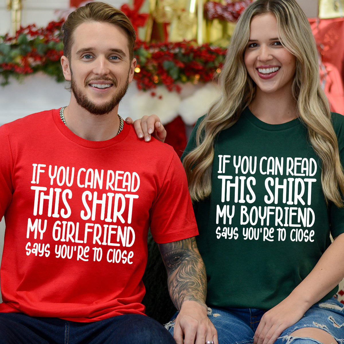 If You Can Read This Shirt Funny His & Her Matching T-Shirts For Couples