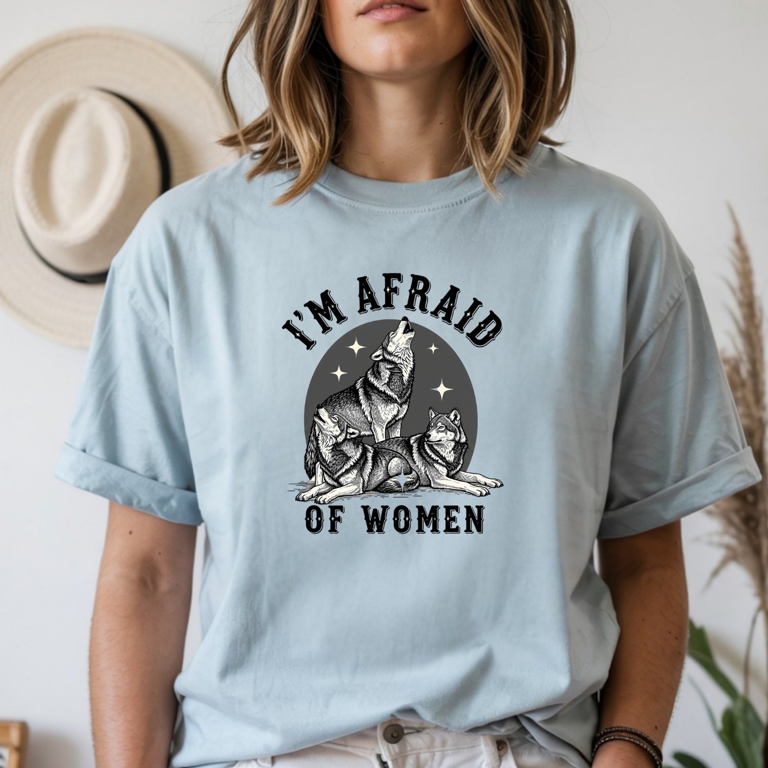 I'm Afraid of Women T-Shirt – Funny Ironic Werewolf Meme Unisex Tee